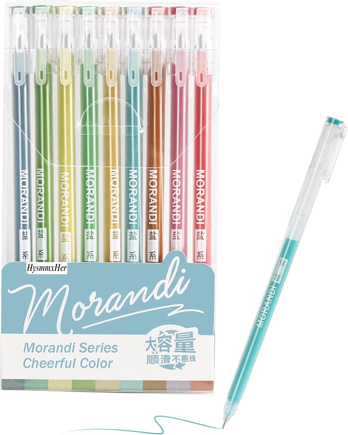 9 Colored Gel Pens Set, 0.6mm Fine Point by HysmmxHer