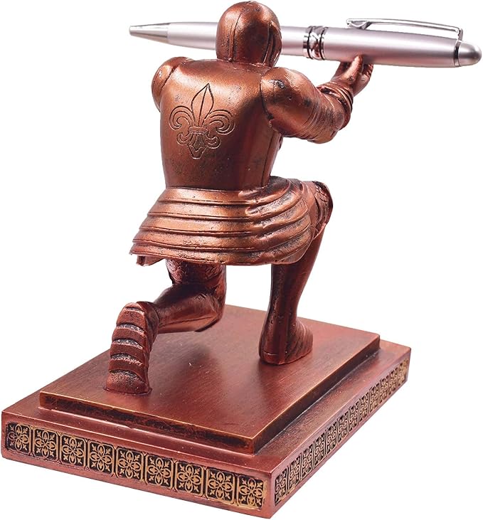 Executive Knight Pen Holder with a Pen Personalized Desk Accessories Decor Home Office Cool Pen Stand Red-DeskLoop Office