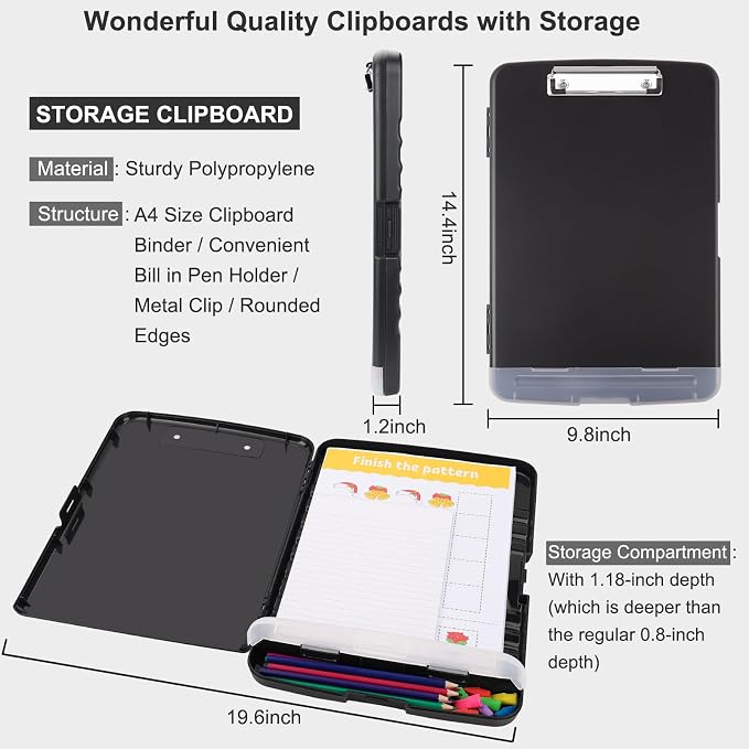 SFLHHDM Clipboard with Storage, Clip Boards 8.5x11, Plastic Clipboards with Pen - Image 3