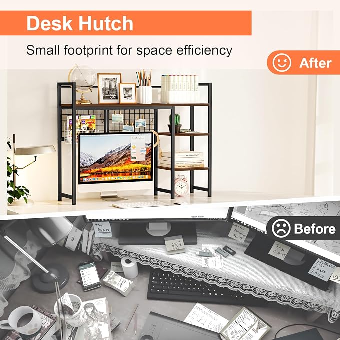 Snughome Desk Shelf, 38.6" Desktop Organizer Shelf, Desk Hutch - Image 7