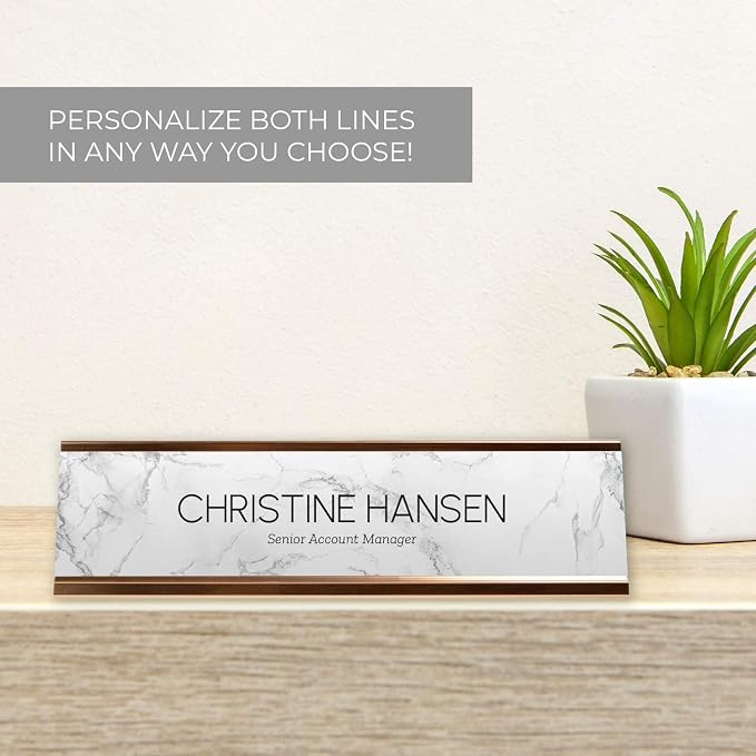 Personalized White Marble Desk Plate / 2" x 8" Custom Office Desk Sign/Elegant - Image 3