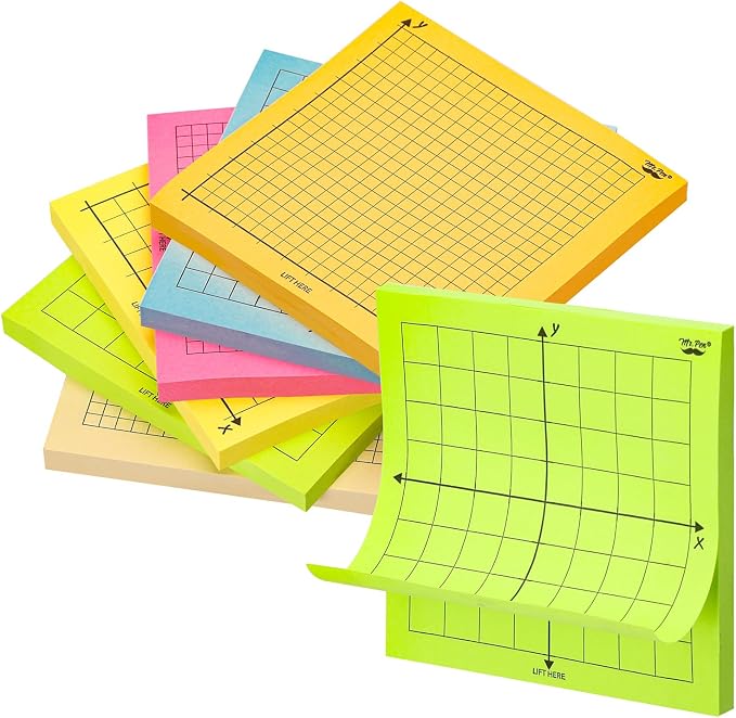 Mr. Pen- Graph Sticky Notes, 3x3 Inch, 6 Pads, 50 Sheets/Pad, 300 Sheets | 6 by MrPen
