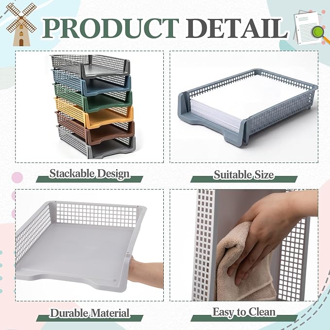 Geetery Set of 12 Turn in Trays Classroom Plastic Trays - Image 3