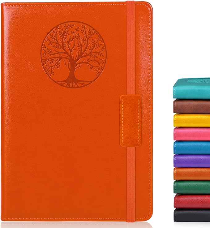 Lined Journal Notebook for Women Men,256 Pages A5 Hardcover Leather Journals for Writing,Travel,Business,Work & School,College Ruled Notebooks for Note Taking,Diary Notepad 5.7"×8.3" orange-DeskLoop Office