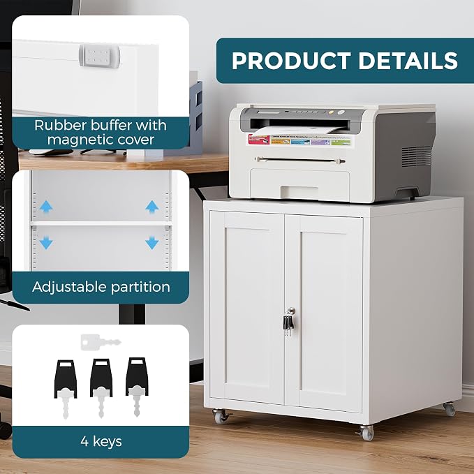 Large Printer Stand with Storage and Lock, 3D Heavy-Duty Printer Cabinet - Image 6