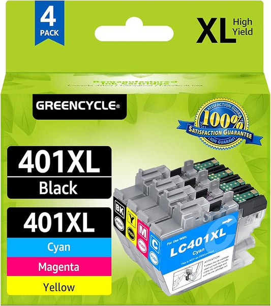 LC401XL Ink Cartridge Replacement for Brother LC401 LC 401 XL High Yield Ink Cartridges Compatible for Brother MFC-J1010 MFC-J1012 MFC-J1170 MFC-J1800 DCP-J1800DW DCP-J1140DW (BCMY, 4 Pack)-DeskLoop Office