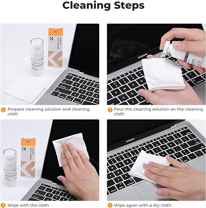 K&F Concept Spray and Microfiber Lens Cleaner Care Kit, Non-Flammable Camera Lens Cleaner and Digital Sensor Cleaning Solution,for Coated Lenses, Binoculars, Scopes, Cameras, and Glasses-DeskLoop Office