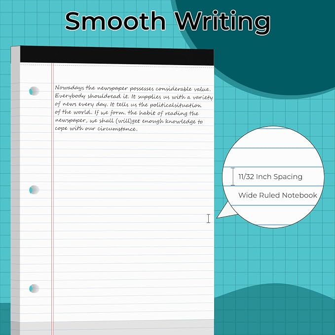 Legal Pads 8.5x11, 50 Sheets/Pack, 3-Hole Punch & Perforated Writing Pads - Image 3
