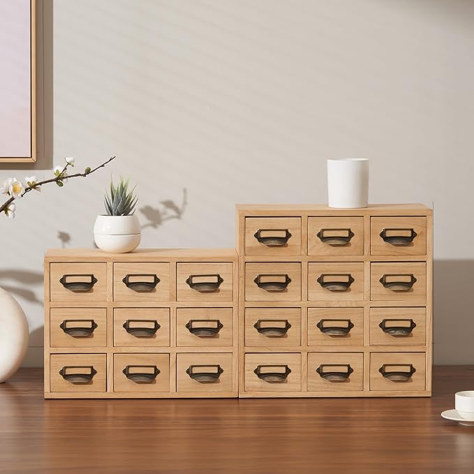 KIRIGEN Wood Drawer Organizer Desktop Storage Cabinet Box Drawers - Image 2