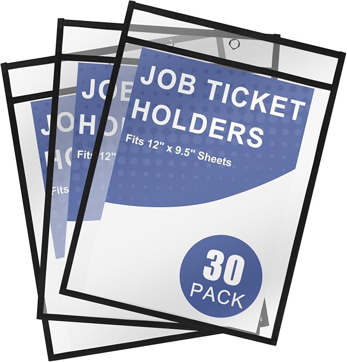 Job Ticket Holders 9x12, 30 Pack Sheet Protectors Plastic Paper Sleeves | Heavy by Viehatta