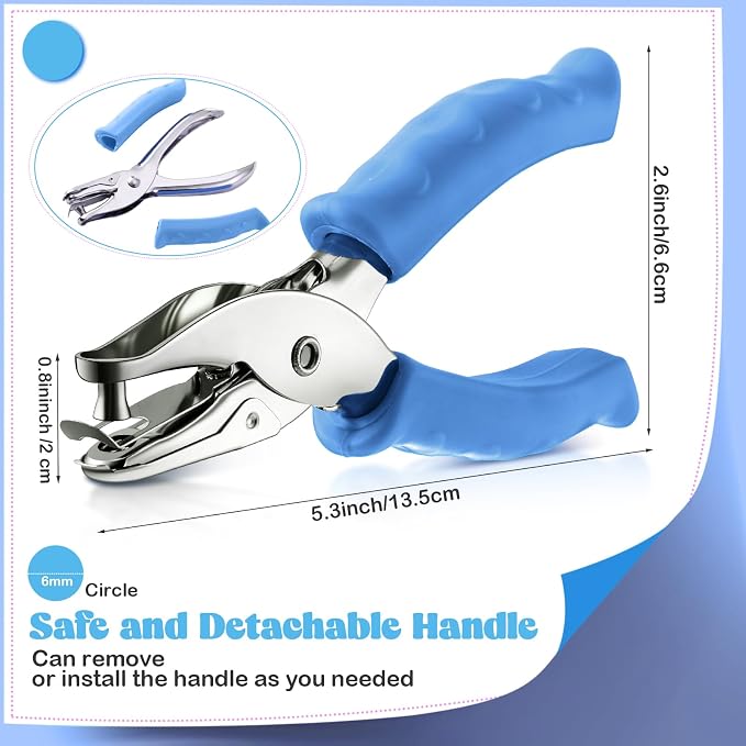 Chumia 12 Pieces Single Hole Punch Handheld 1/4 Inch Hole Paper Punch - Image 2