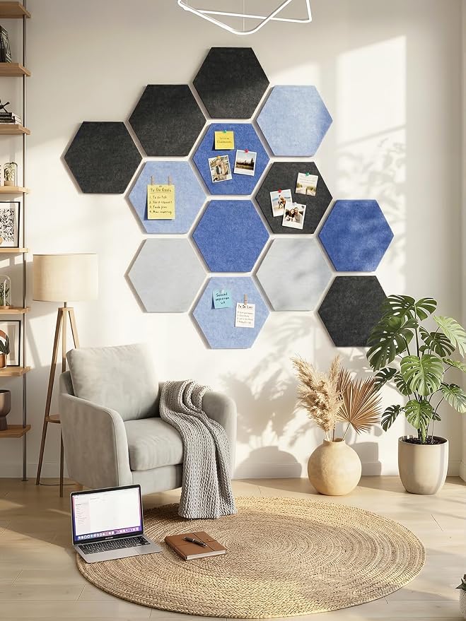 8 Pack Hexagon Felt Bulletin Board Tiles - Image 6
