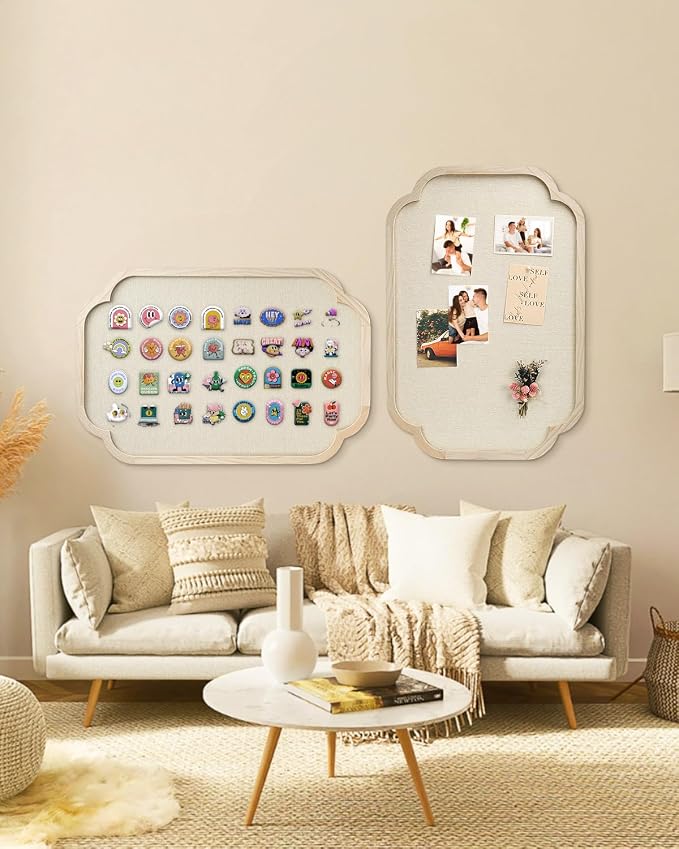 Modern Scalloped Pinboard, Natural Wood, Decorative Pin Board - Image 3