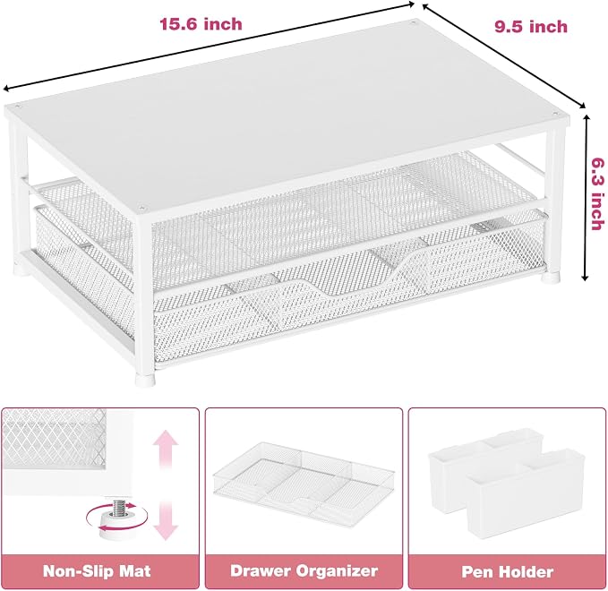 OPNICE Desk Organizers and Accessories, 2-Tier Computer Monitor Stand Riser - Image 5