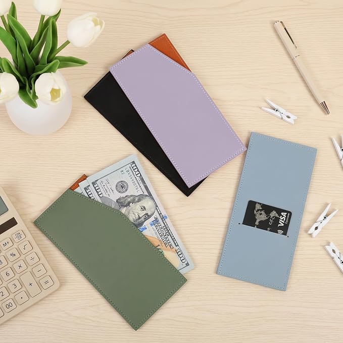 KONVINIT PU Leather Cash Envelope Wallet, Reusable Cash Envelopes - Image 2
