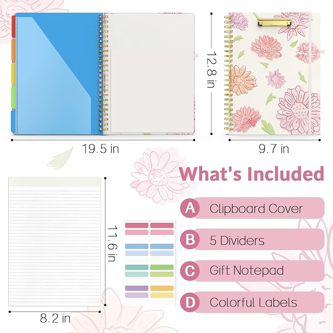 Sooez Clipboard Folio with Refillable Notepad, Folder with 10 Storage Pockets - Image 2