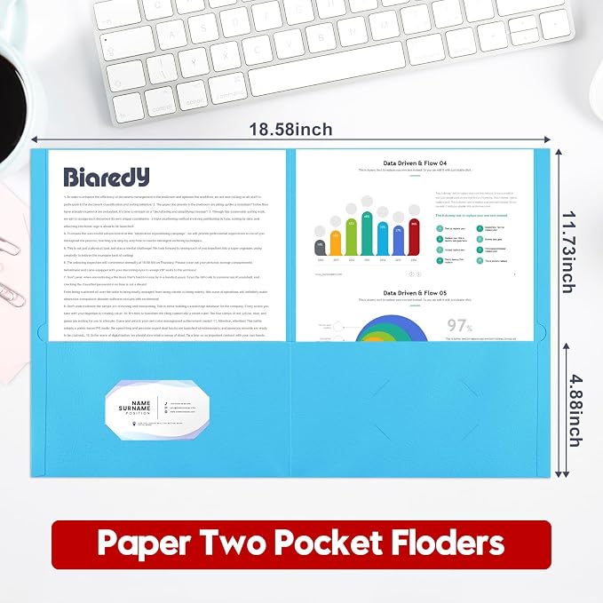 Folders with Pockets, 100 Pack Letter Size Durable Thick Paper 2 Pocket Folders - Image 3