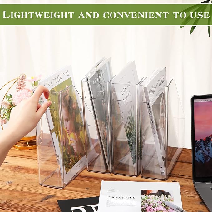 6 Pcs Clear Acrylic Magazine File Holder Plastic Desk Organizer - Image 4