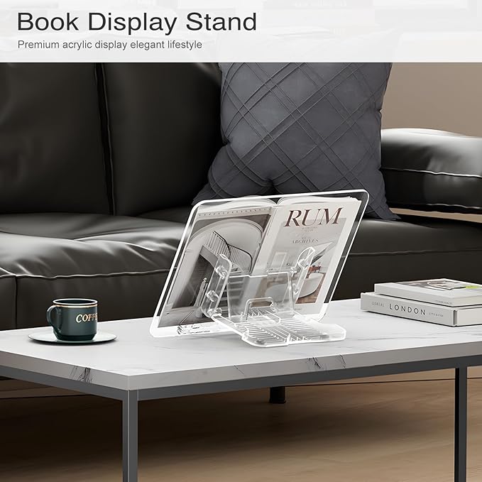 Acrylic Book Stand, Angle Adjustable Book Display Stand, Foldable Cookbook Stand - Image 3