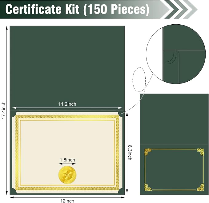 150 Pcs Certificate Kit Include 50 Certificates Holders 50 Certificate Paper 50 - Image 2