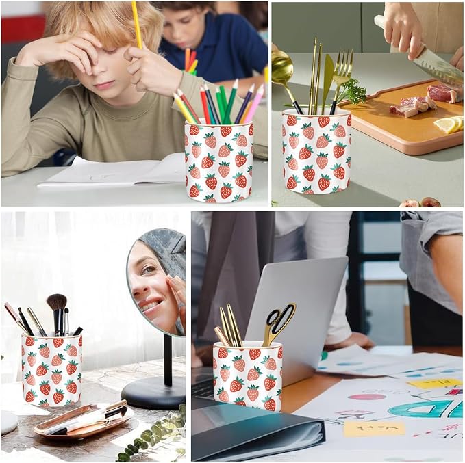 Pencil Holder for Desk, Ceramic Pencil Pens Cup Cute Makeup Brush Holder - Image 2