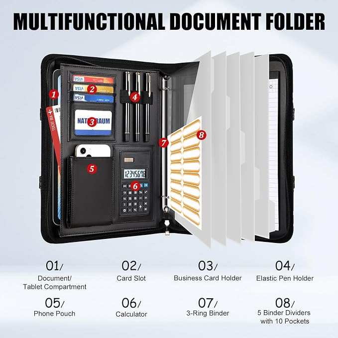 Portfolio Binder 3 Ring Includes Pen and 5 Dividers - Image 2