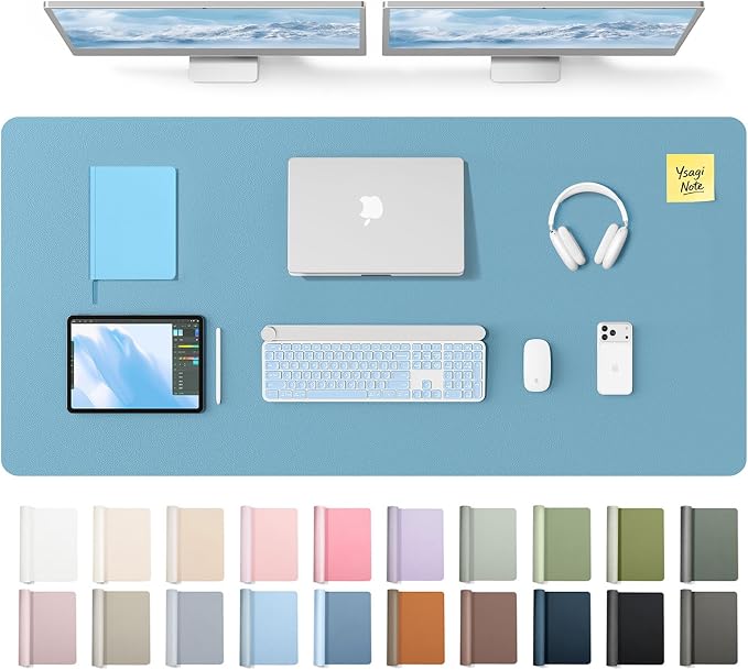 YSAGi Leather Desk Pad Protector, Office Desk Mat, Large Mouse Pad, Non-Slip PU by YSAGi