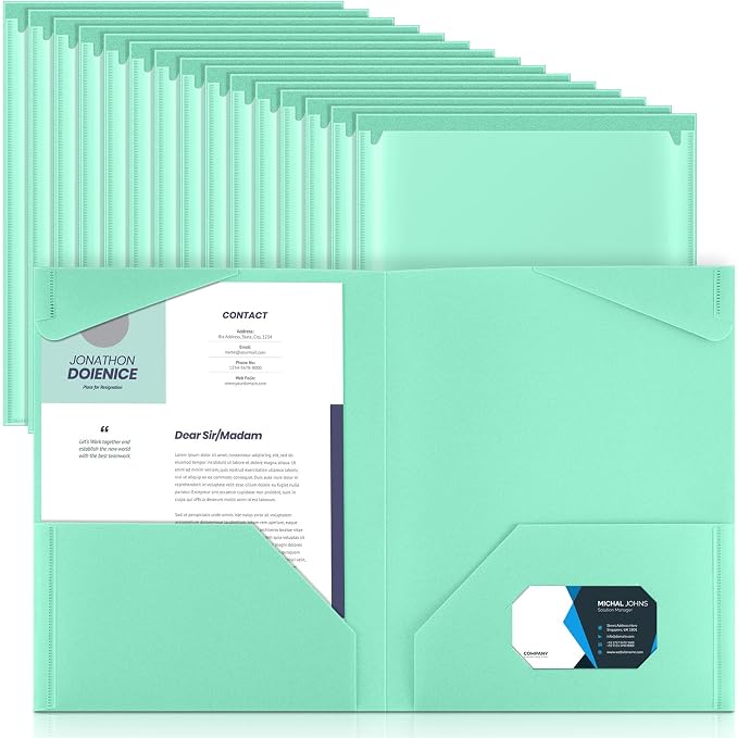 Henoyso 36 Pack Light Green Plastic Folders by Henoyso