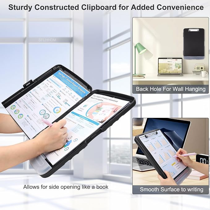 SFLHHDM Clipboard with Storage, Clip Boards 8.5x11, Plastic Clipboards with Pen - Image 6