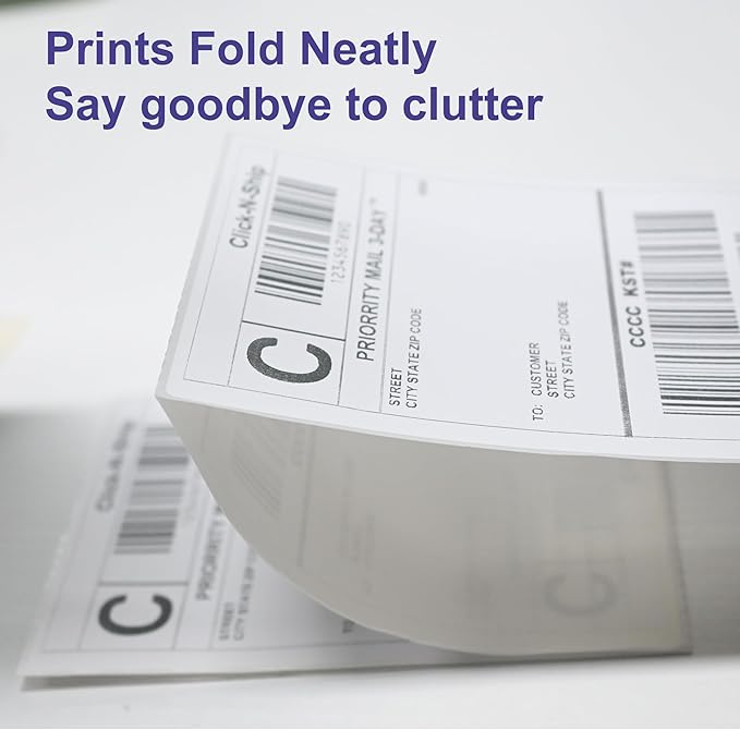 Fanfold Direct Thermal Shipping Labels 4''x6'' 600 Labels/2 Stacks (300 Pcs per Stack), Compatible with Zebra Rollo Beeprt Printer Ultra Adhesive-DeskLoop Office