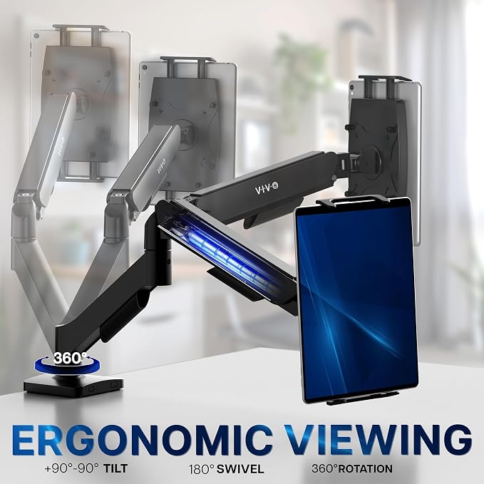 VIVO Height Adjustable Counterbalance Mechanical Arm Tablet Desk Mount - Image 5