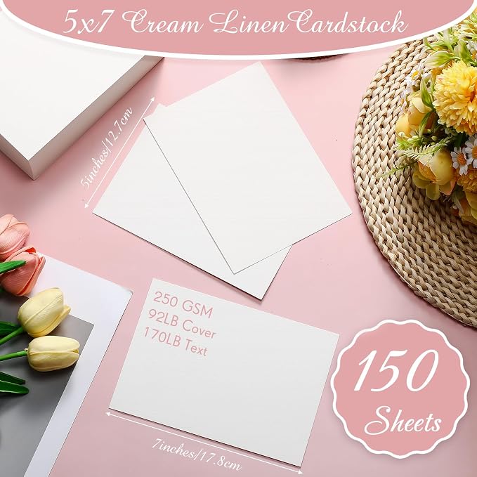 Geosar 150 Sheet Linen Cardstock Invitation Cardstock Heavyweight Printer Paper - Image 2