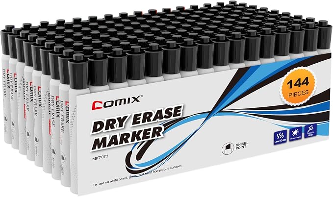 Comix Dry Erase Markers, 4 Sets of 36 Markers, 144 Markers Total, Chisel Tip by Comix