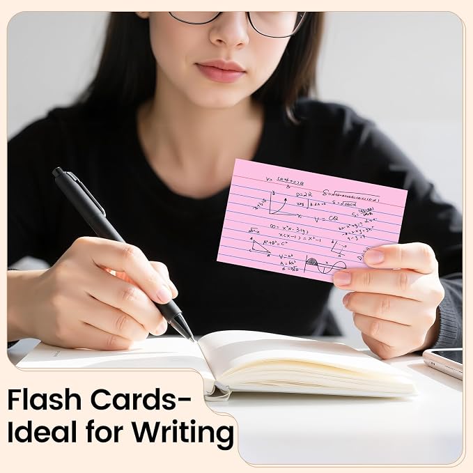Index Cards 3x5 Inch, Flash Cards, Ruled Lined Pink Note Cards Paper - Image 7