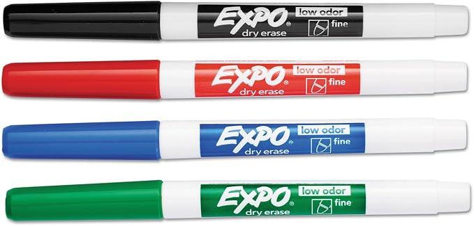 EXPO 86074 Low Odor Dry Erase Marker Fine Point Assorted 4/Set - Image 3