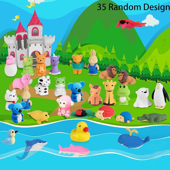 URSKYTOUS 35Pcs Animal Erasers Desk Pets - Image 2