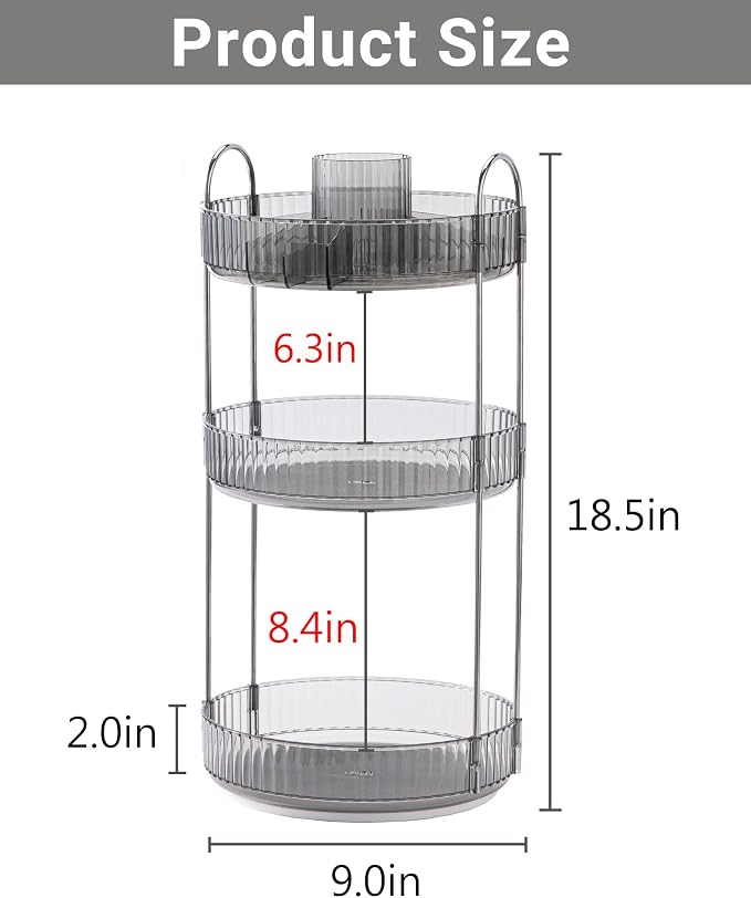 Asayuee 360 Rotating Makeup Organizer, 3 Tier Large Capacity Make Up Organizers - Image 4