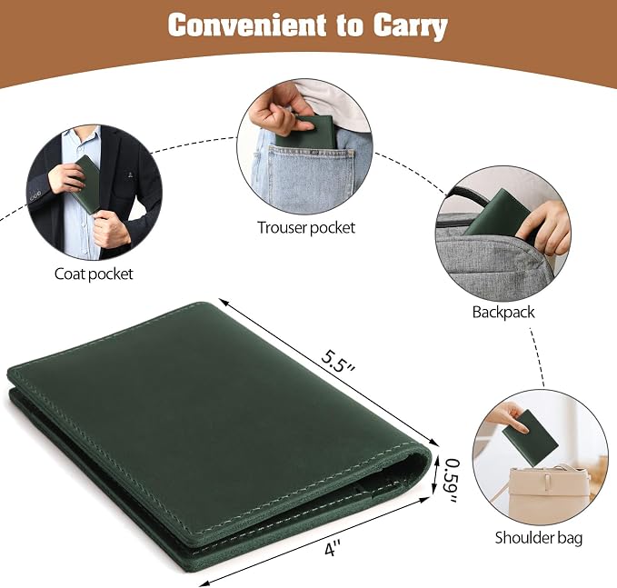 Jack&Chris Leather Passport Holder, Handmade Passport cover, Travel Wallet - Image 6