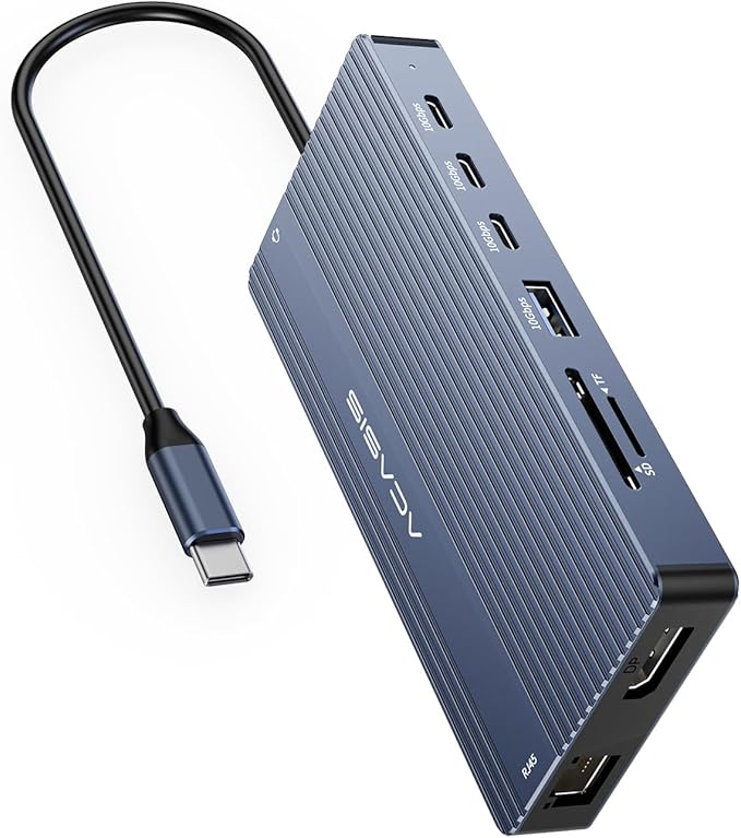 USB C Hub 14-1 USB C Docking Station Dual Monitor, with 2 HDMI+DP(4K60Hz), Ethernet, 3 USBC 10Gbps,100W PD, SD/TF 3.0, Audio, Laptop Docking Station for MacBook/Dell/HP/Lenovo ThinkPad/Surface (Grey)-DeskLoop Office