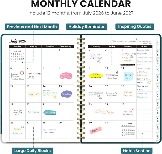 Planner 2026-2027, Monthly and Weekly Academic Planner July 2026 - Image 2