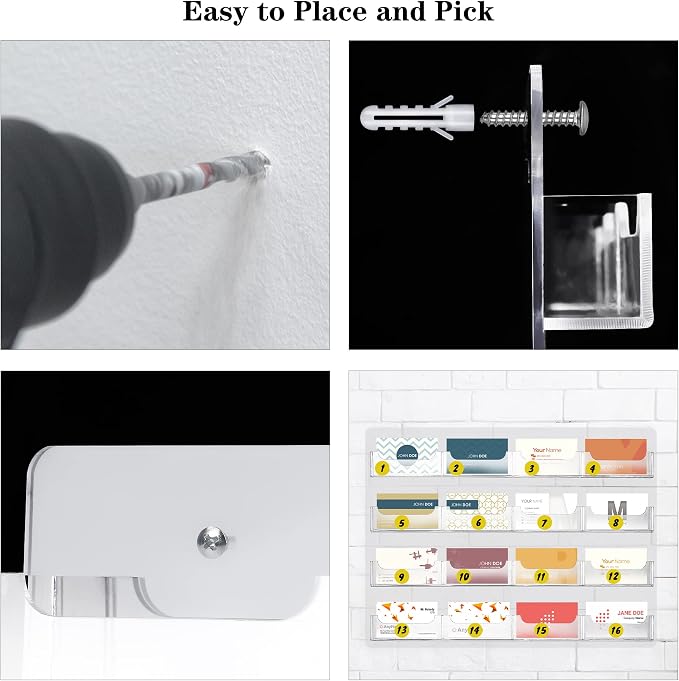 TURSTIN Business Card Holder Wall Mount Clear Sticker Display Marketing Holder - Image 5