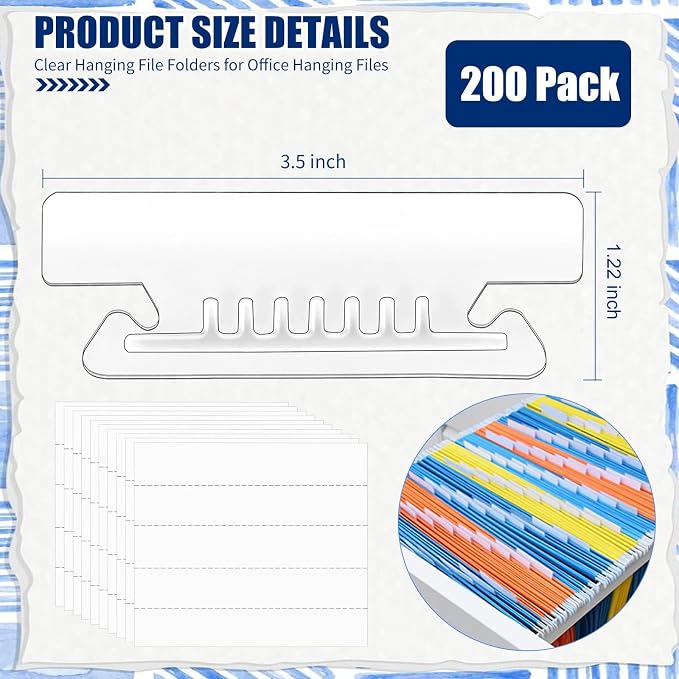 200 Pcs 3 1/2 Inch Hanging File Folder Tabs - Image 2