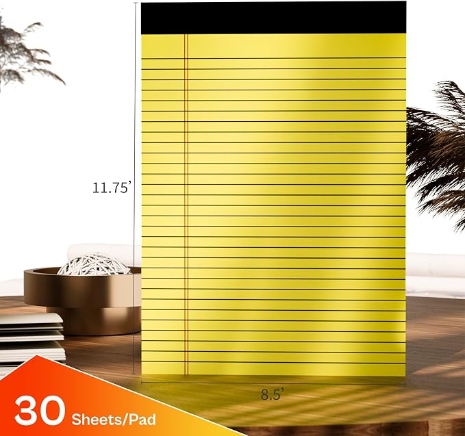 Legal Pads 8.5 x 11 Note Pads Wide Ruled 4 Pack, Lined Notepad 8.5 x 11 Canary - Image 2