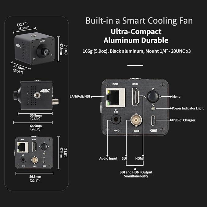 4K Native NDI|HX3 POV Box Camera PoE, Simultaneously HDMI & SDI Output, RTSP/RTMP(s)/SRT, Standalone Live Streaming to YouTube/Facebook/Twitch for Webcast, Meeting, Teaching & Gaming (CS)-DeskLoop Office