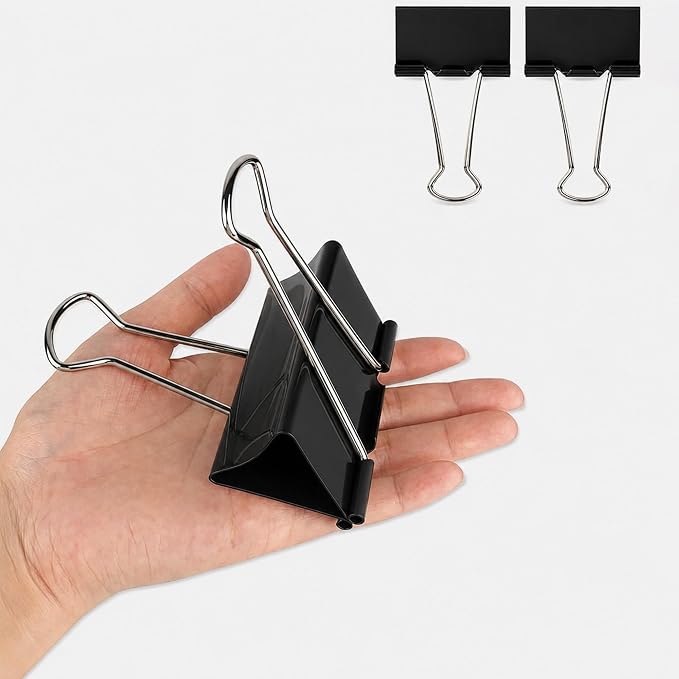 2 PCS 3 Inch Extra Large Jumbo Binder Clips – Sturdy Black Metal Paper Clamps by Unknown