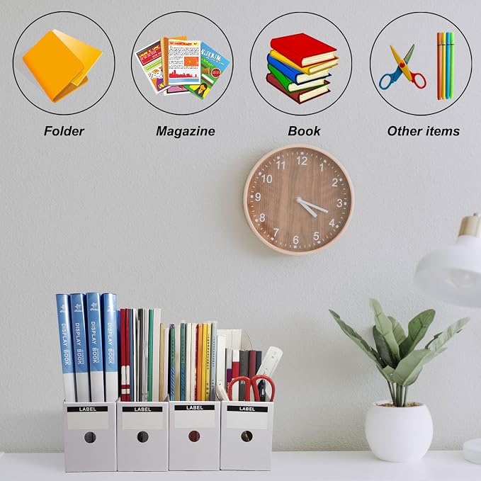 Limitliho 24 Pack White Cardboard Magazine File Holder - Image 3