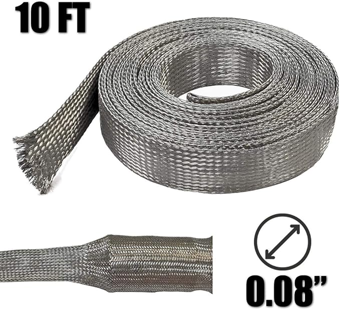Electriduct 1/8" Tinned Copper Metal Braid Sleeving Flexible EMI RFI Shielding - Image 2