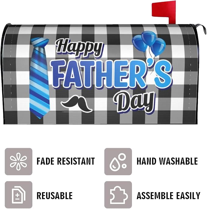 Father's Day Mailbox Covers, Buffalo Plaid Outdoor Magnetic Mailbox Cover - Image 3