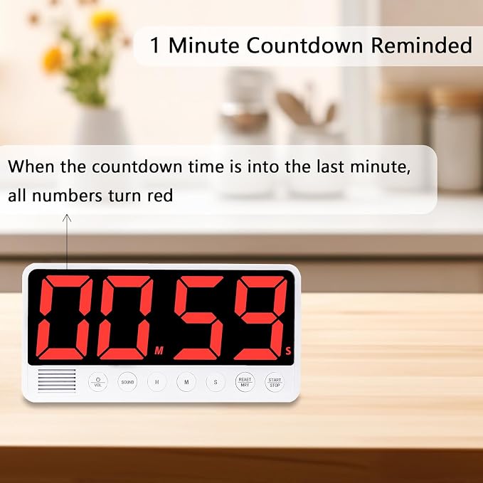 Digital Kitchen Timer with 7.1” Extra Large Display, Rechargeable Magnetic LED - Image 7