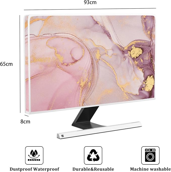 Baocicco Pink Gold Marble Waterproof Screen TV Cover 37, 39 Inch Decorative - Image 2